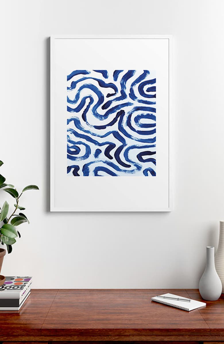 Deny Designs Blue Minimal Framed Art Print, Alternate, color, White