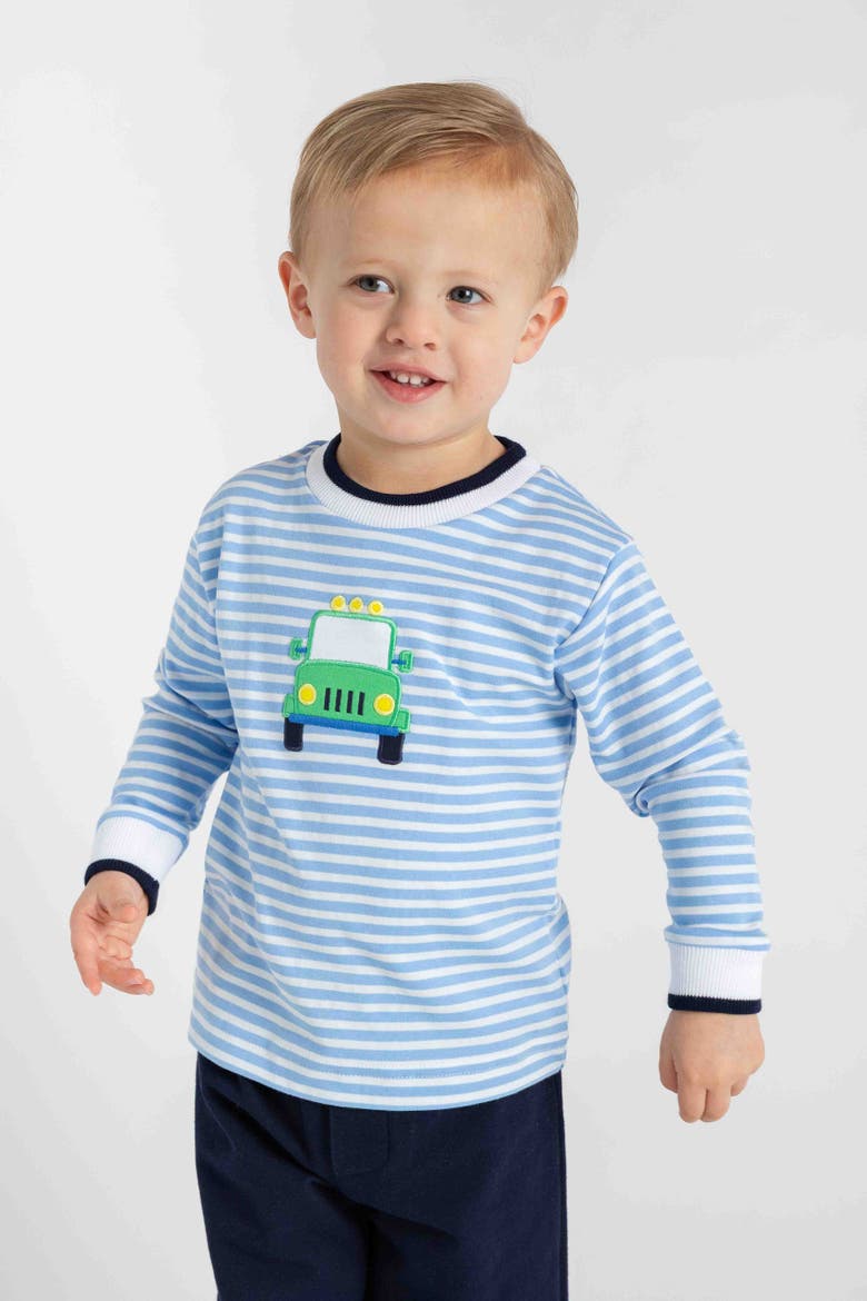 Stripe Knit Shirt With Safari Jeep, Alternate, color, Light Blue, White, Green