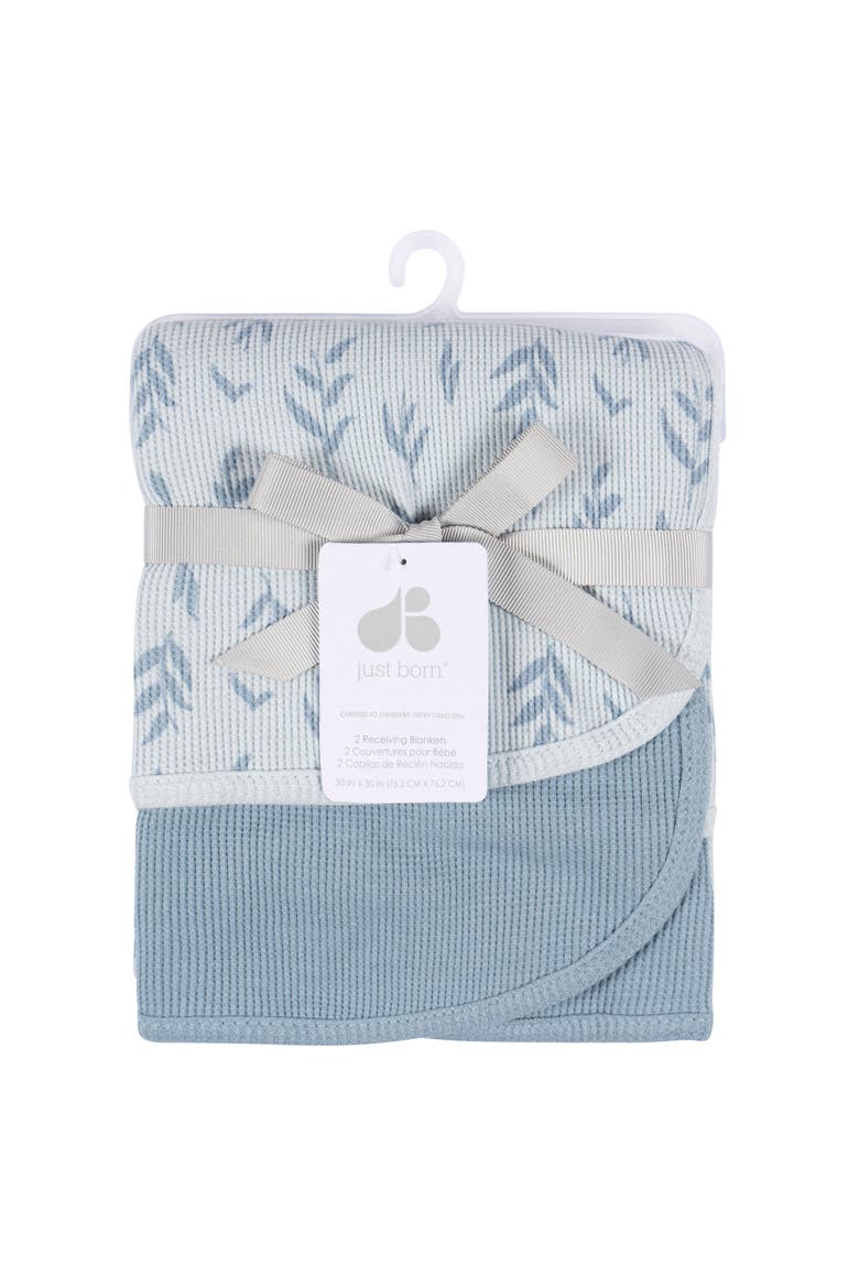 Blue Cotton Blankets 2-Pack Set, Alternate, color, Blue Leaf