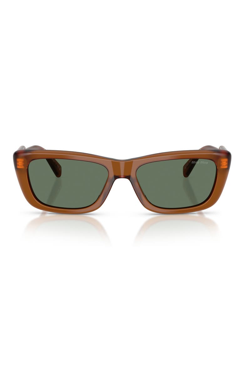56mm Rectangular Sunglasses, Main, color, AMBER / DARK GREEN