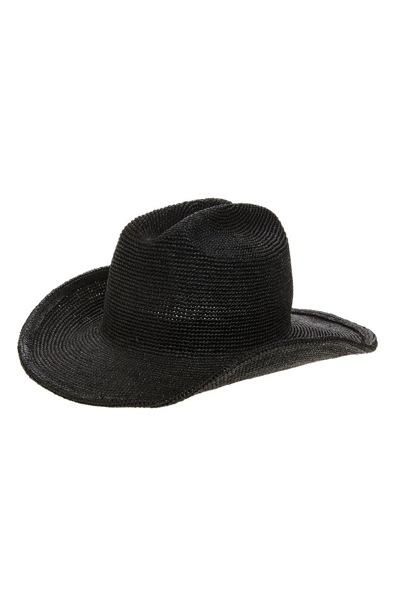 Lack of Color Raffia Cowboy Hat, Main, color, Black