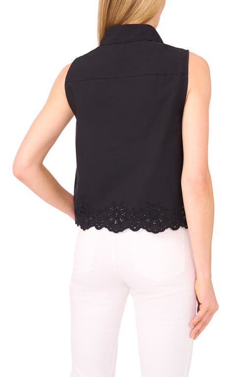 Cece Cotton Eyelet Sleeveless Button-up Shirt