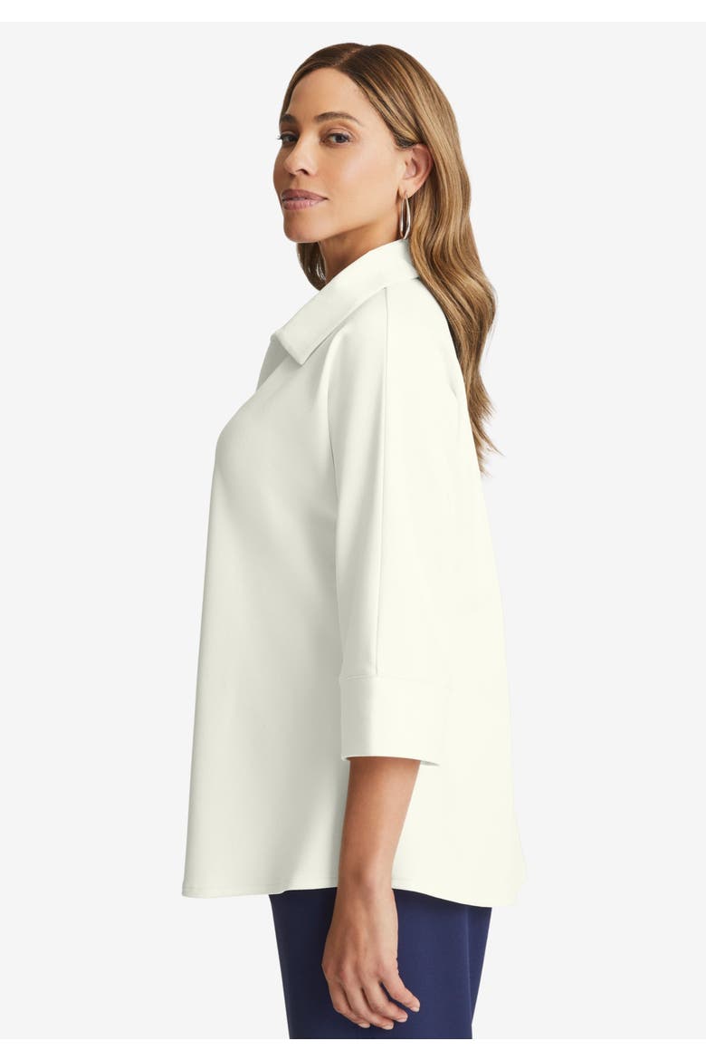 Stretch Knit Crepe Trapeze Tunic, Alternate, color, IVORY