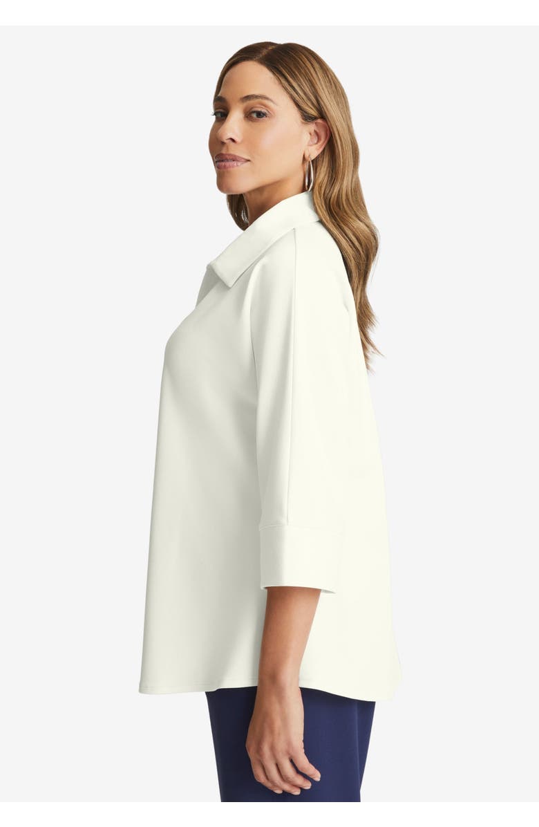 Jessica London Stretch Knit Crepe Trapeze Tunic, Alternate, color, Ivory