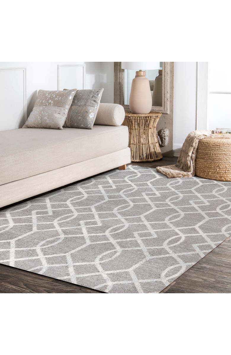 JONATHAN Y Asilah Ogee Fretwork Area Rug, Alternate, color, Dark Gray/Cream