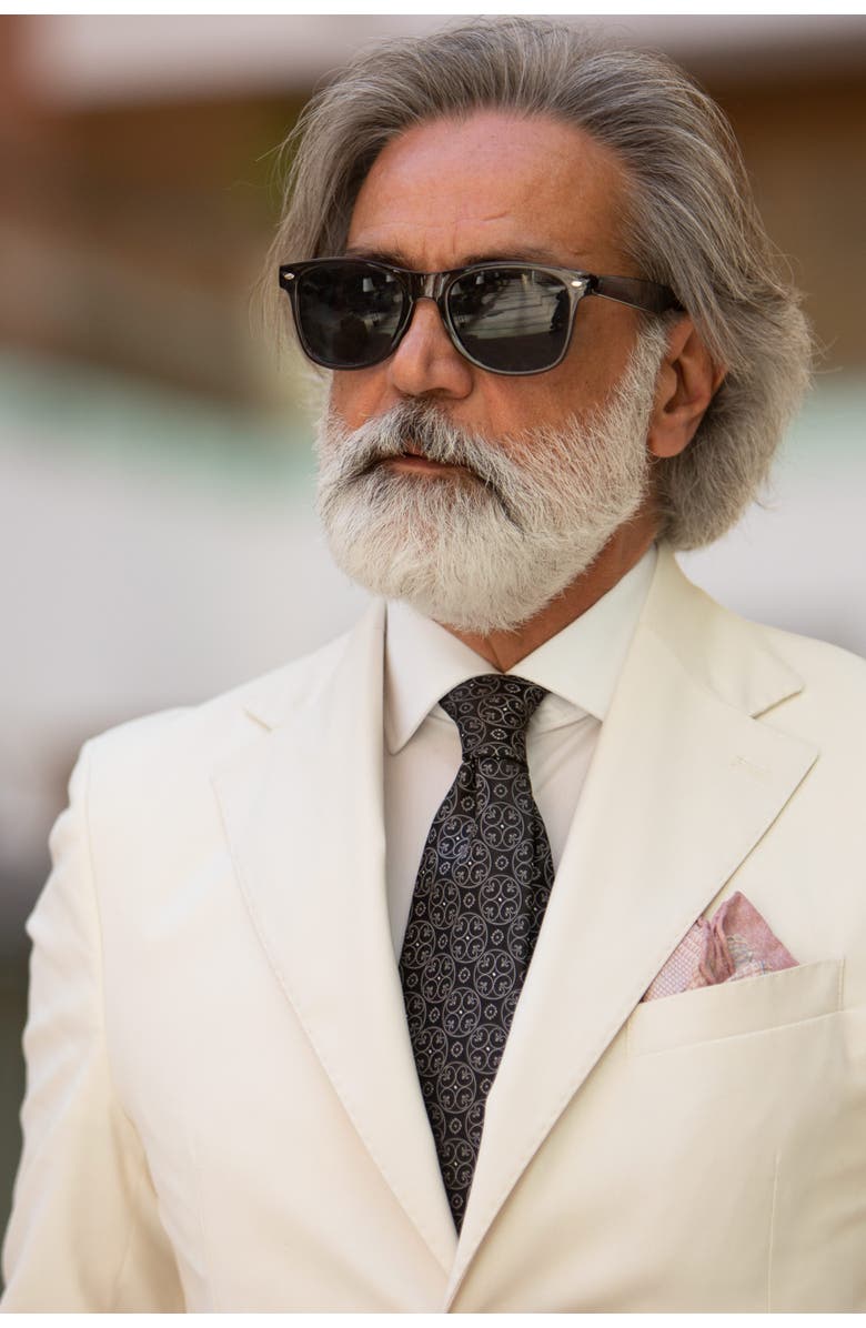 Elizabetta Palladio - Extra Long Silk Jacquard Tie for Men, Main, color, Black