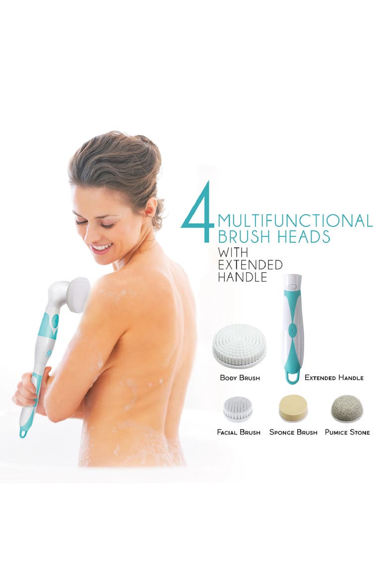 Face & Body Brush with Extended Handle, Alternate, color, Aqua