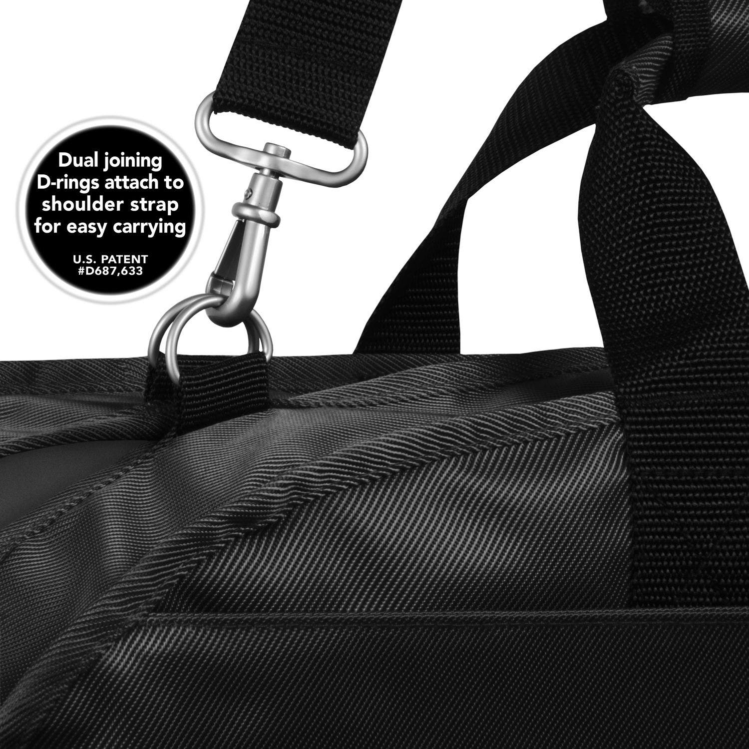 Wallybags 45" Premium Extra Wide Garment Bag with shoulder strap and two large pockets in Black, Alternate, color, Black