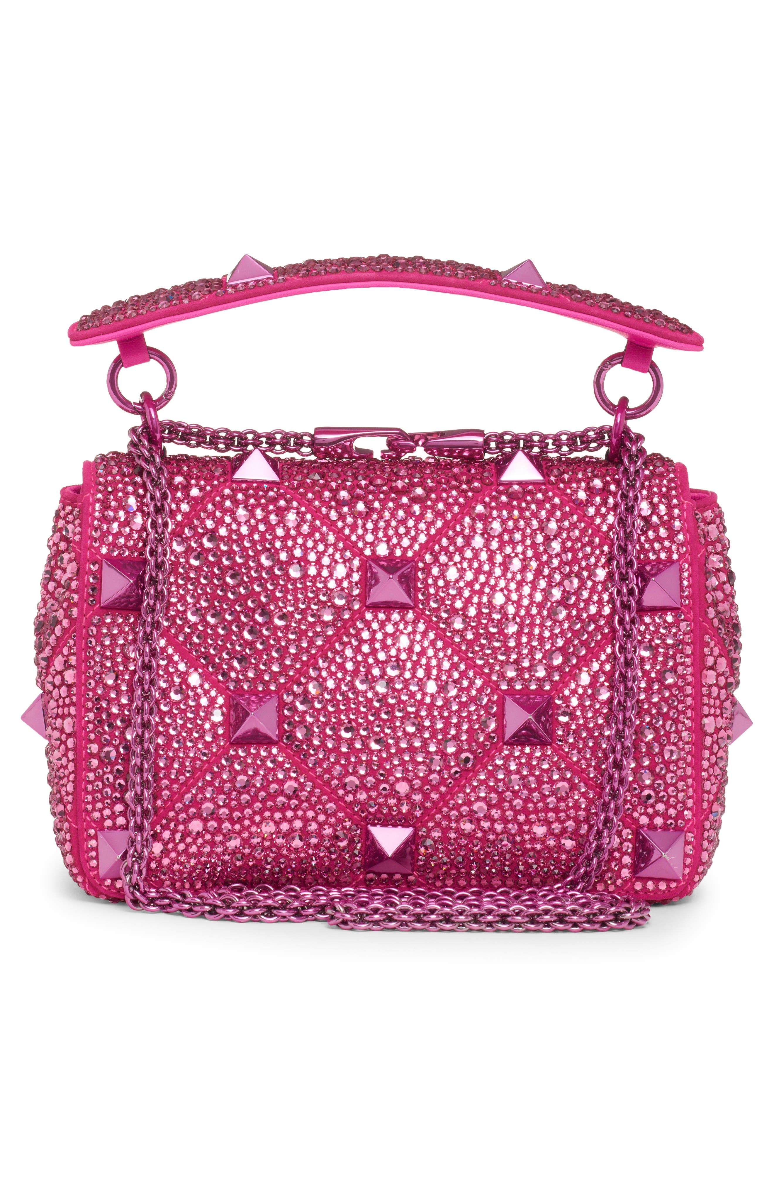 Medium Roman Stud Matelassé Leather Shoulder Bag, Alternate, color, ROSE/ PINK