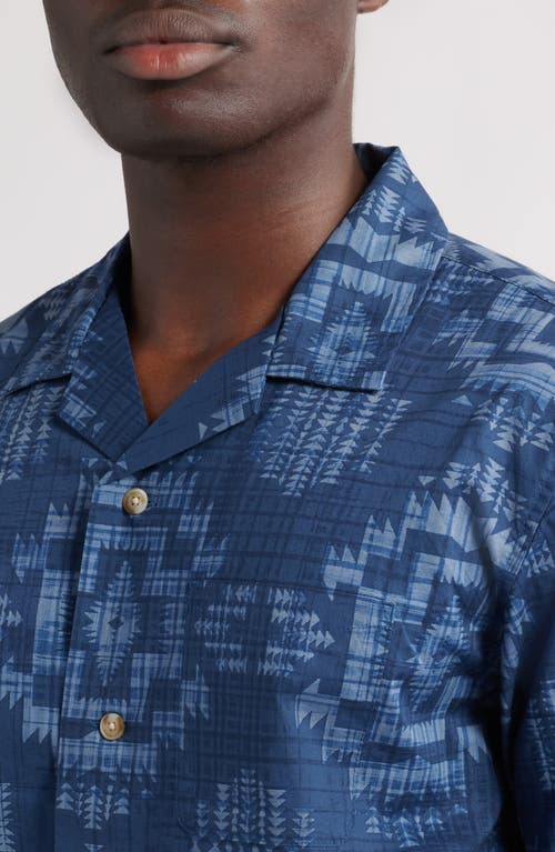 Pendleton Geo Pattern Cotton Camp Shirt In Harding Navy