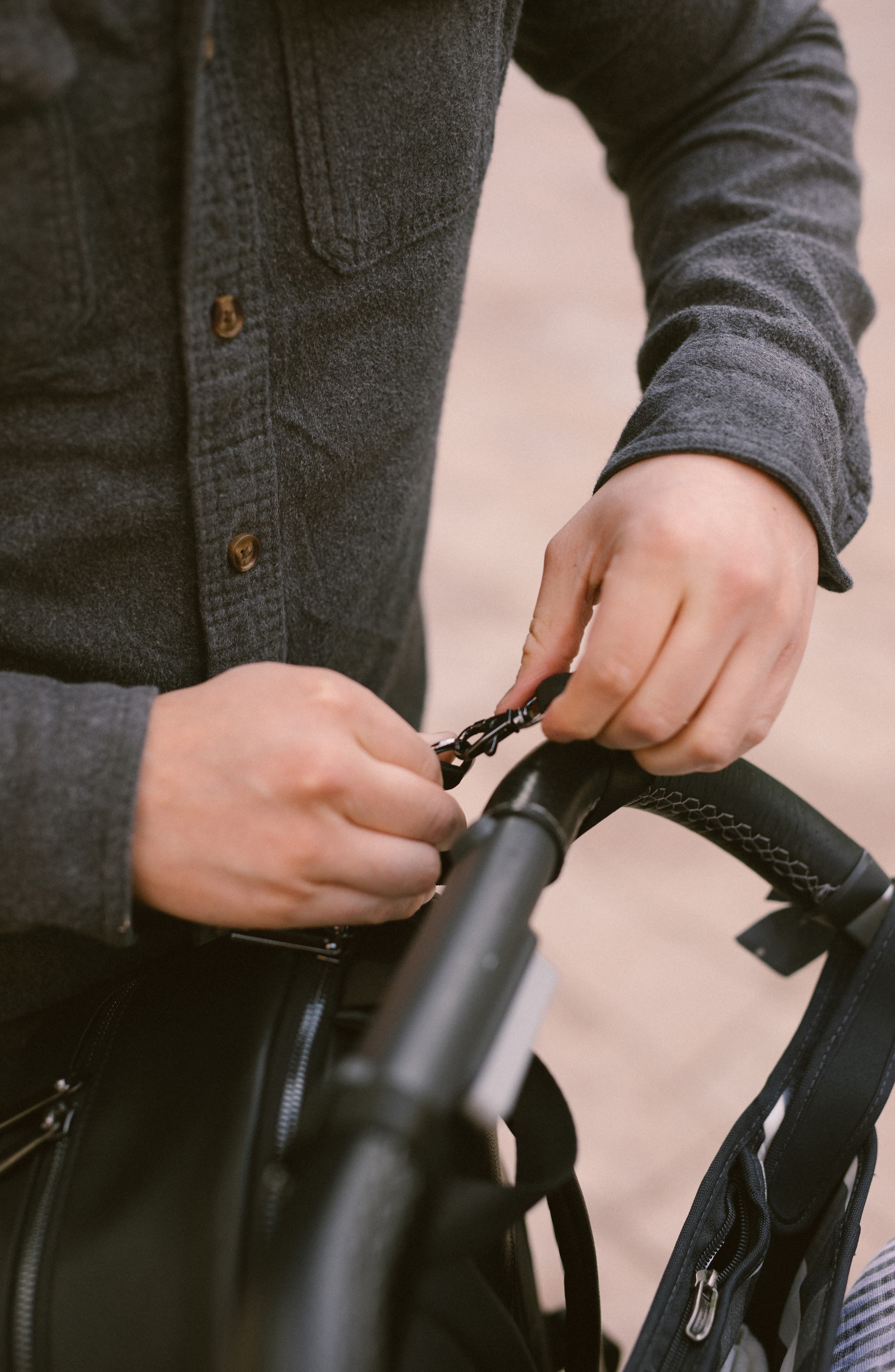 little unicorn Faux Leather Diaper Backpack, Alternate, color, Black