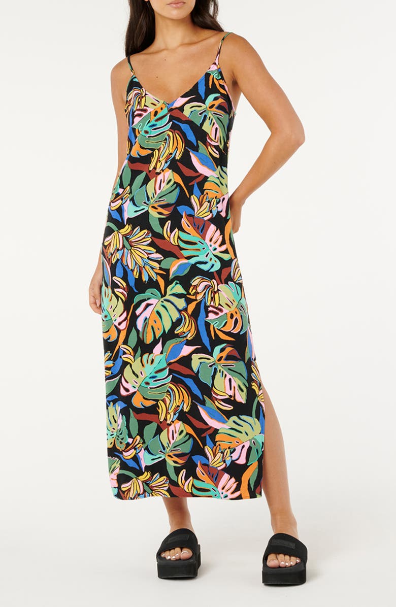 Rip Curl Sunset Luau Midi Sundress, Main, color, Black Multi