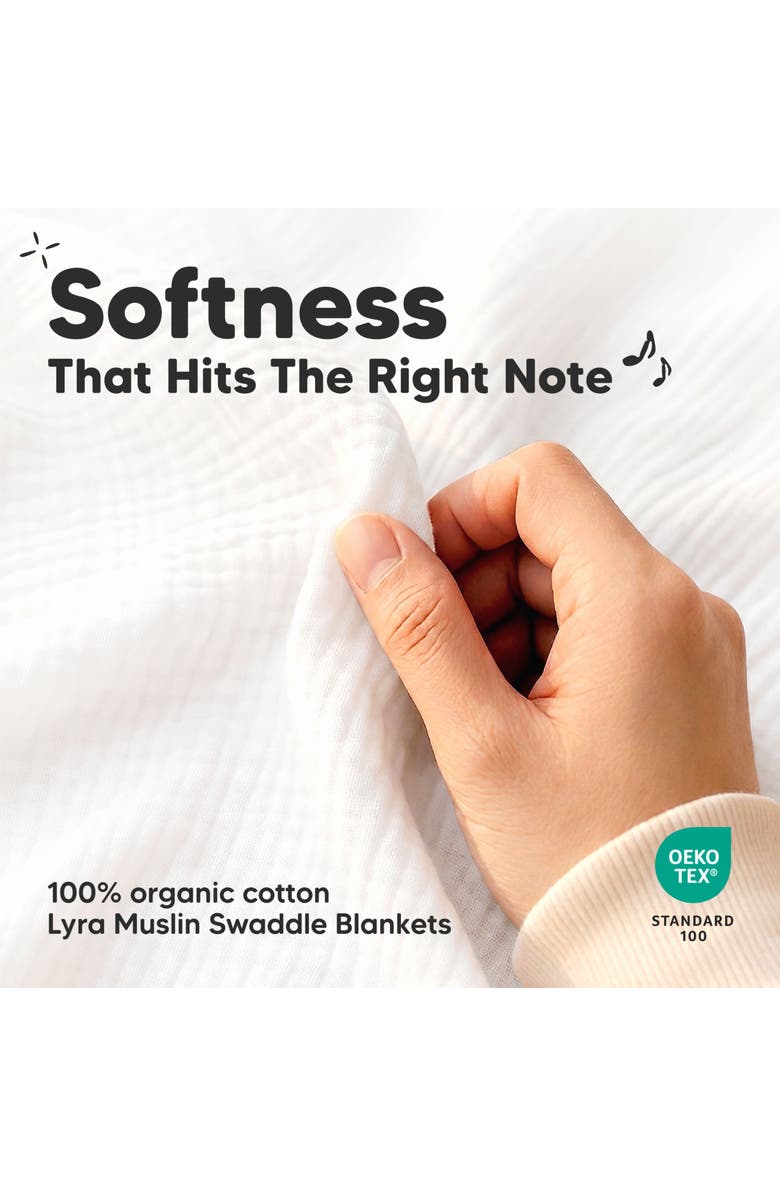 KeaBabies 3-Pack Lyra Muslin Swaddle Blankets, Alternate, color, Soft White