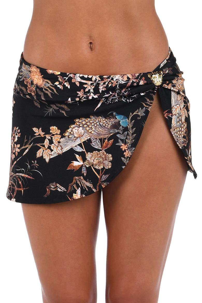 Coco Jungle Cover-Up Miniskirt, Main, color, BLACK