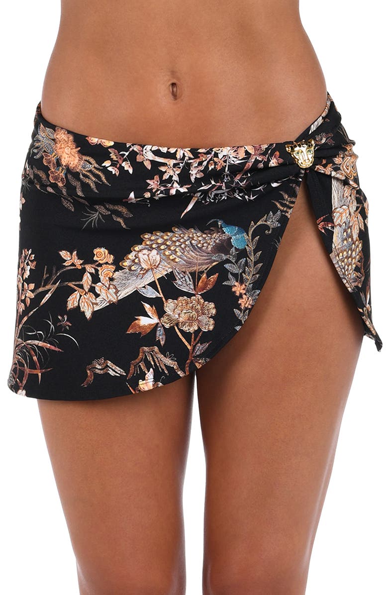 L'AGENCE Coco Jungle Cover-Up Miniskirt, Main, color, Black