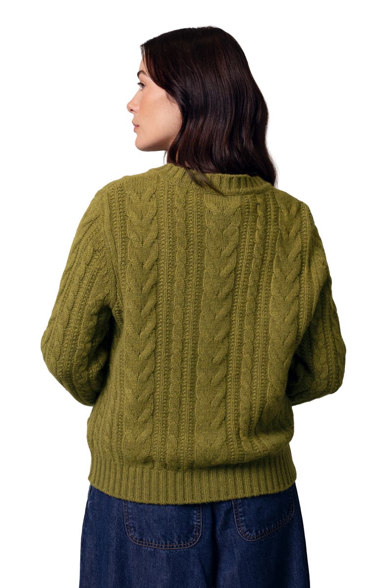 Celtic & Co. Merino Wool Cable Knit Cardigan, Alternate, color, Moss