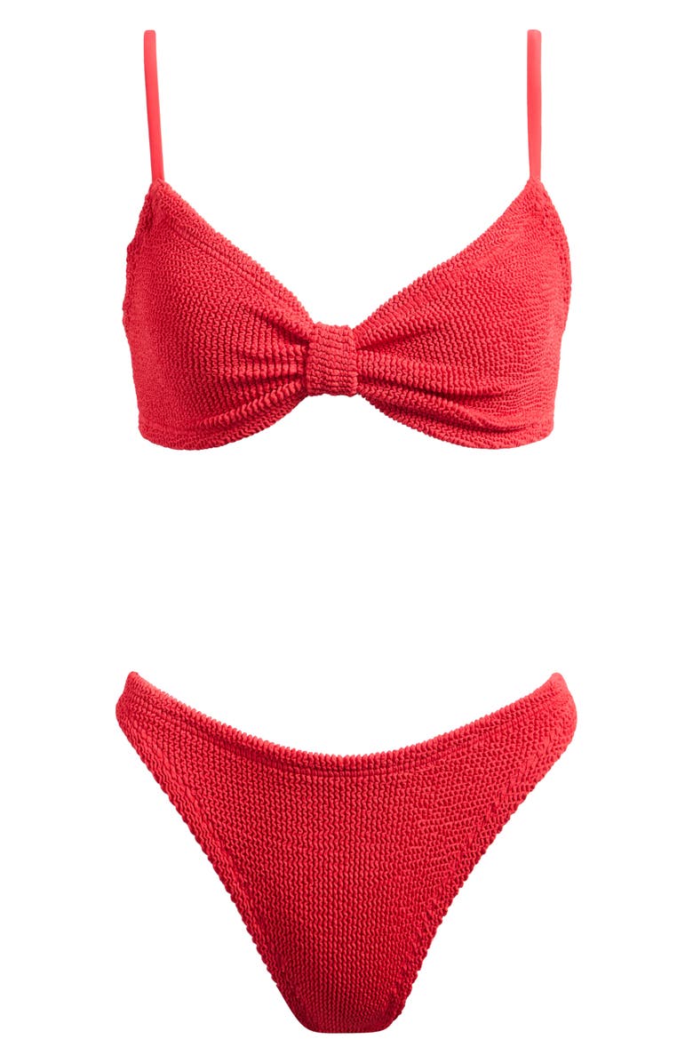 Hunza G Alicia Textured Bikini Top, Main, color, Red