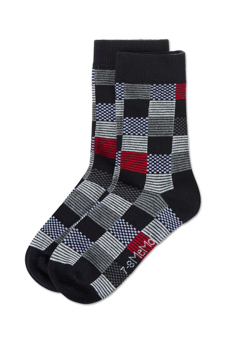 Checkerboard Crew Sock, Alternate, color, Black