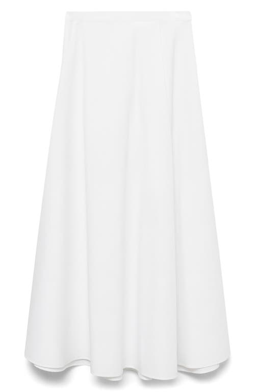 Mango Side Slit Cotton Midi Flare Skirt In White