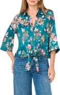 Vince Camuto Floral Print Tie Front Blouse