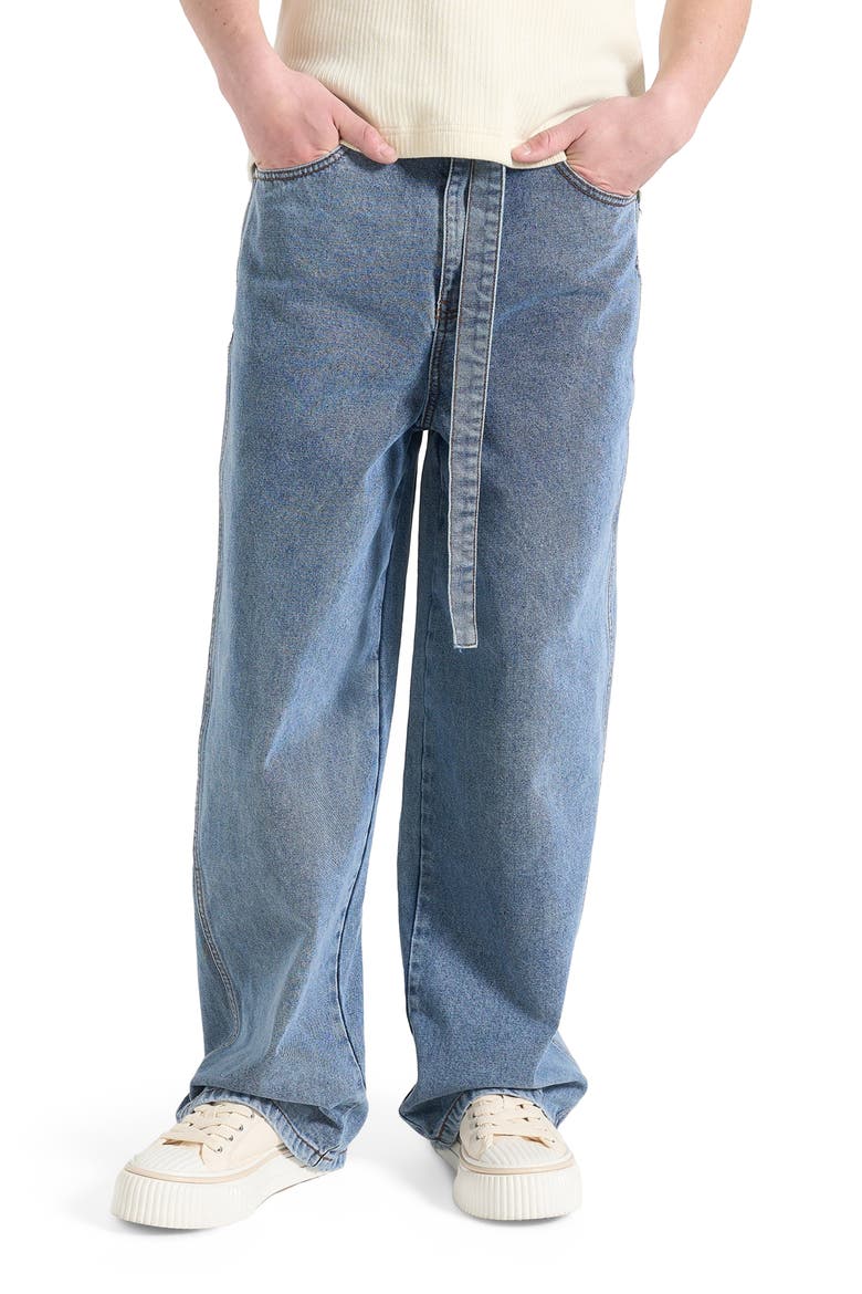 Adam Wide Leg Belted Jeans, Main, color, Blue Wash