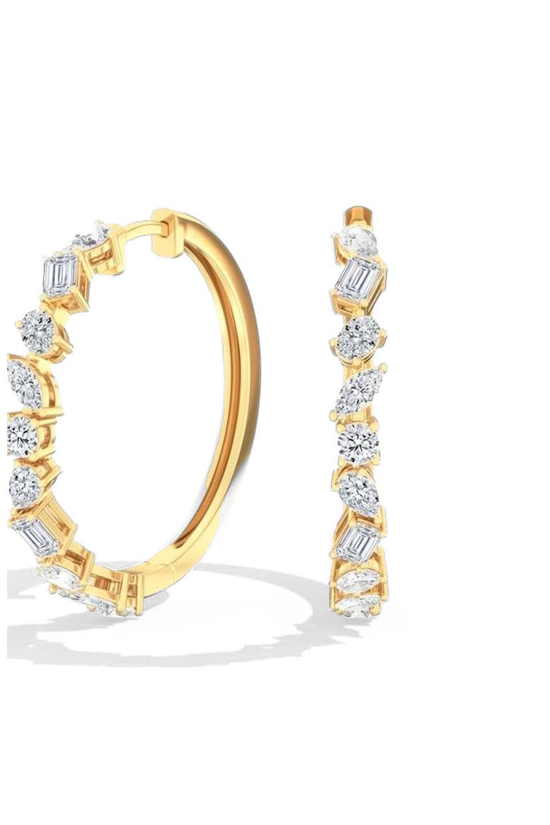 Classic Multi-Shape Lab Diamond Hoop in 14K Gold, Main, color, Yellow Gold
