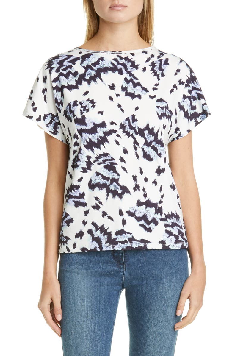 St. John Collection Painted Butterfly Print Jersey Top, Main, color, 