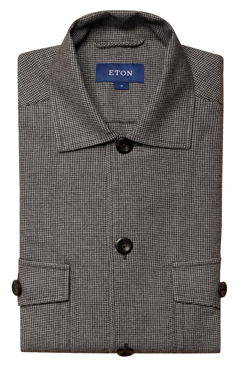 Eton Houndstooth Cotton, Wool & Cashmere Button-Up Shirt Jacket, Alternate, color,