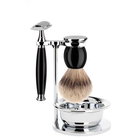 Sophist Black 4-Piece Silvertip Badger & Safety Razor Shaving Set