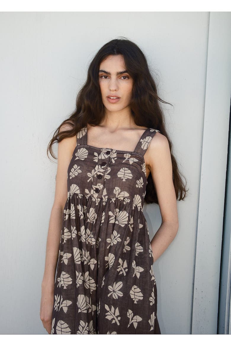 Gabby Button-up Ankle Length Dress, Alternate, color, Botanical