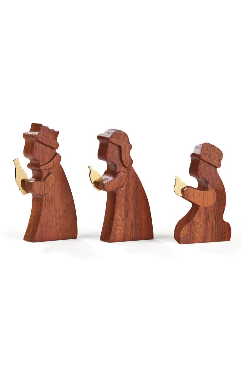 Nativity 3-Piece Wood Wise Men Set, Main, color, BROWN