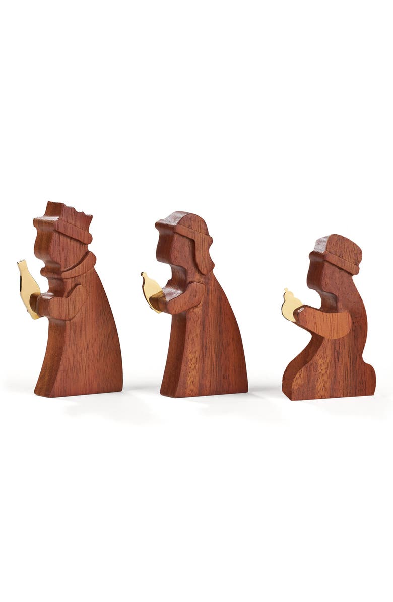 Nambé Nativity 3-Piece Wood Wise Men Set, Main, color, Brown