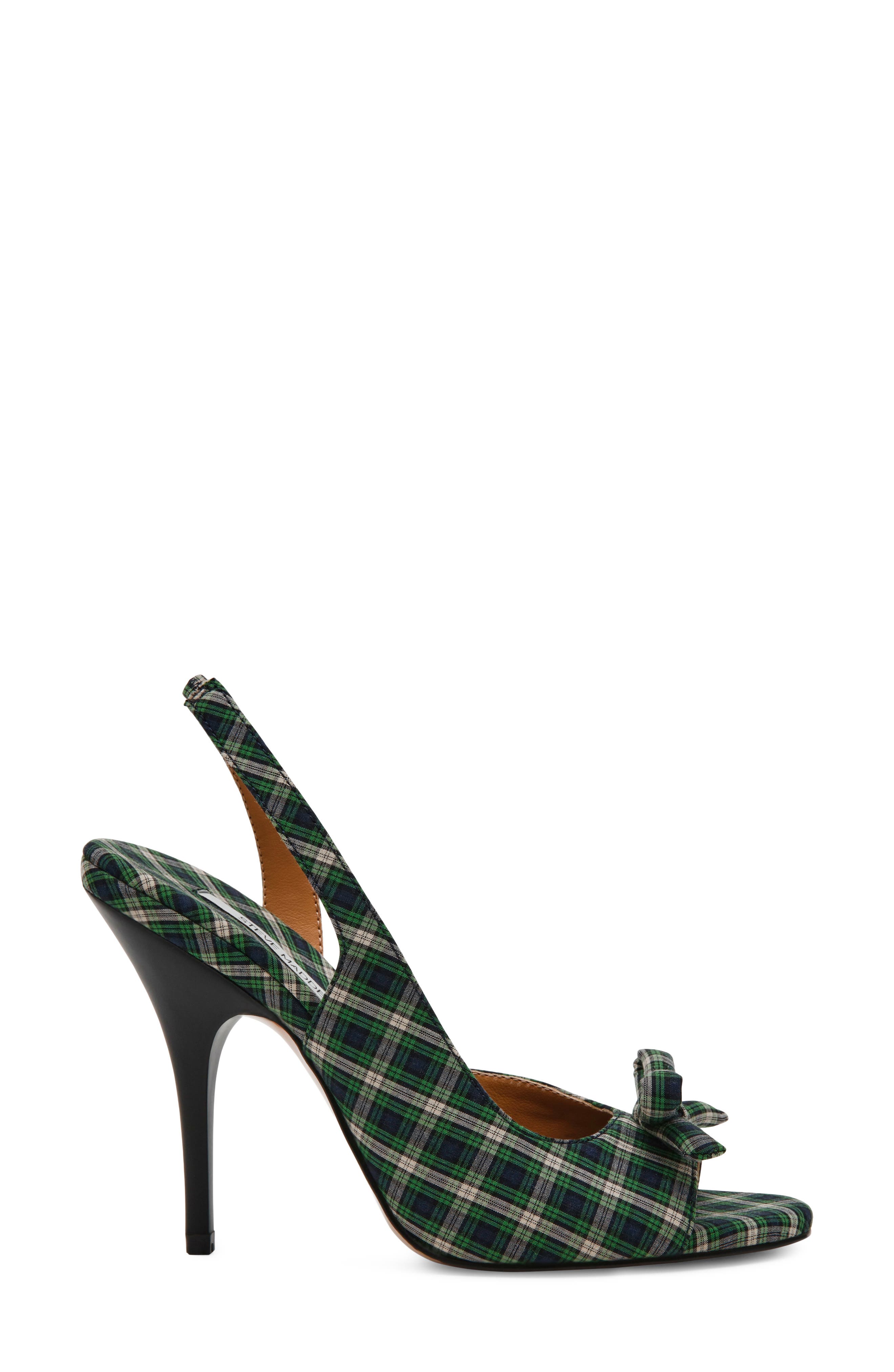 Flounce Slingback Sandal, Alternate, color, GREEN PLAID
