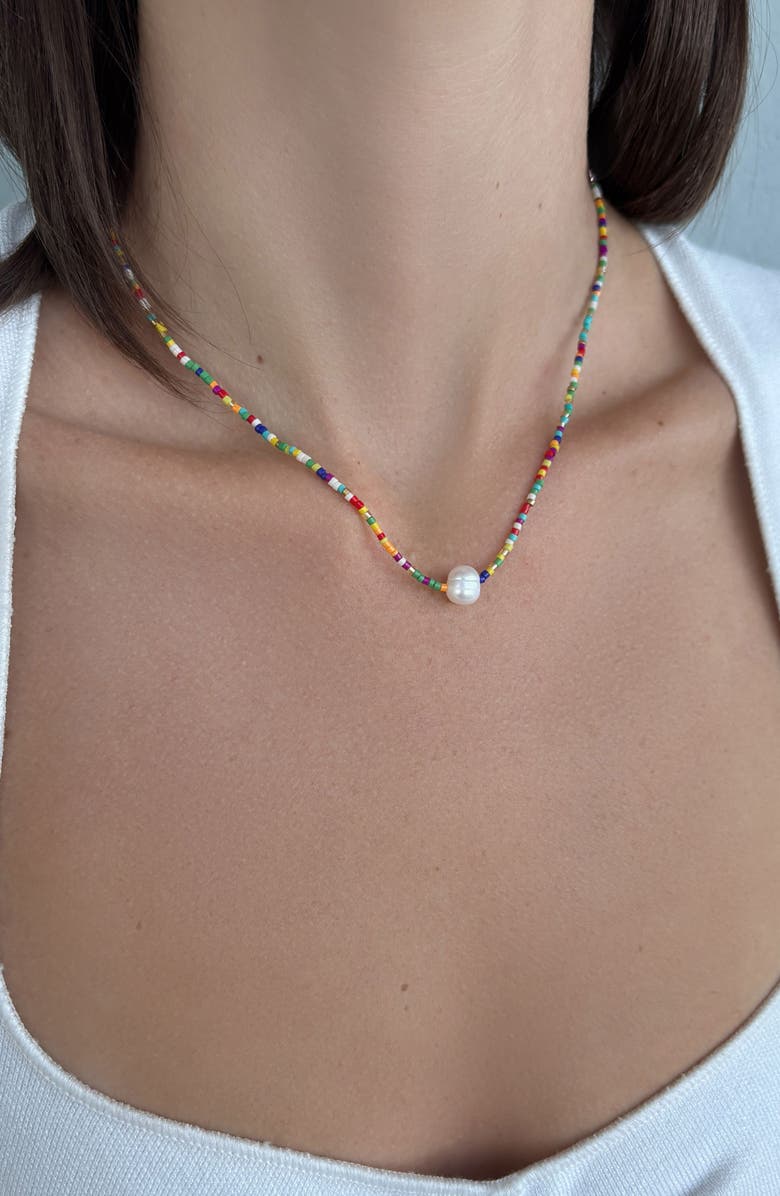 Adornia Freshwater Pearl & Resin Bead Necklace, Alternate, color, Multi