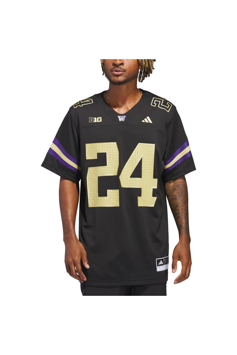 Men's adidas #24 Black Washington Huskies Alternate Premier Strategy Jersey, Main, color, Black