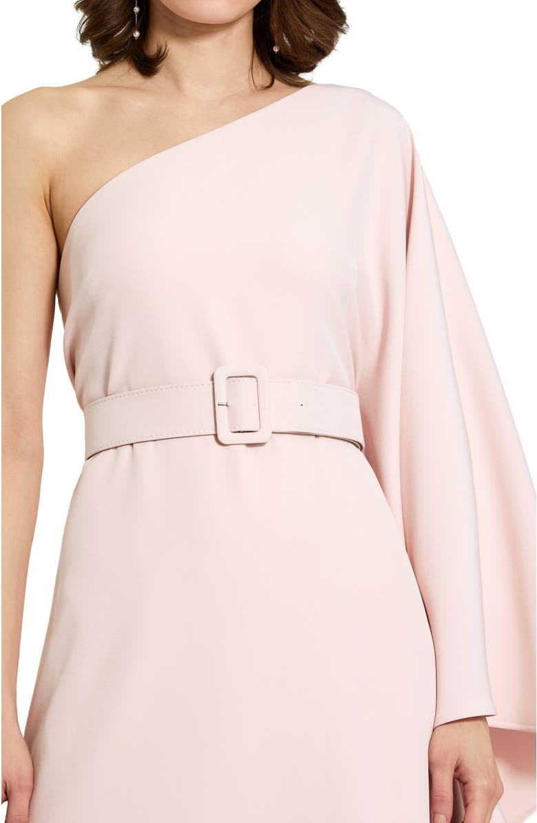 Mac Duggal Crepe One Sleeve Belted Kaftan Dress, Alternate, color, Blush