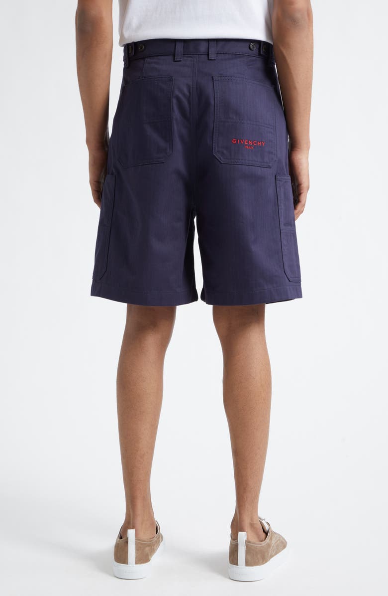Givenchy Herringbone Denim Cargo Bermuda Shorts, Alternate, color, Navy