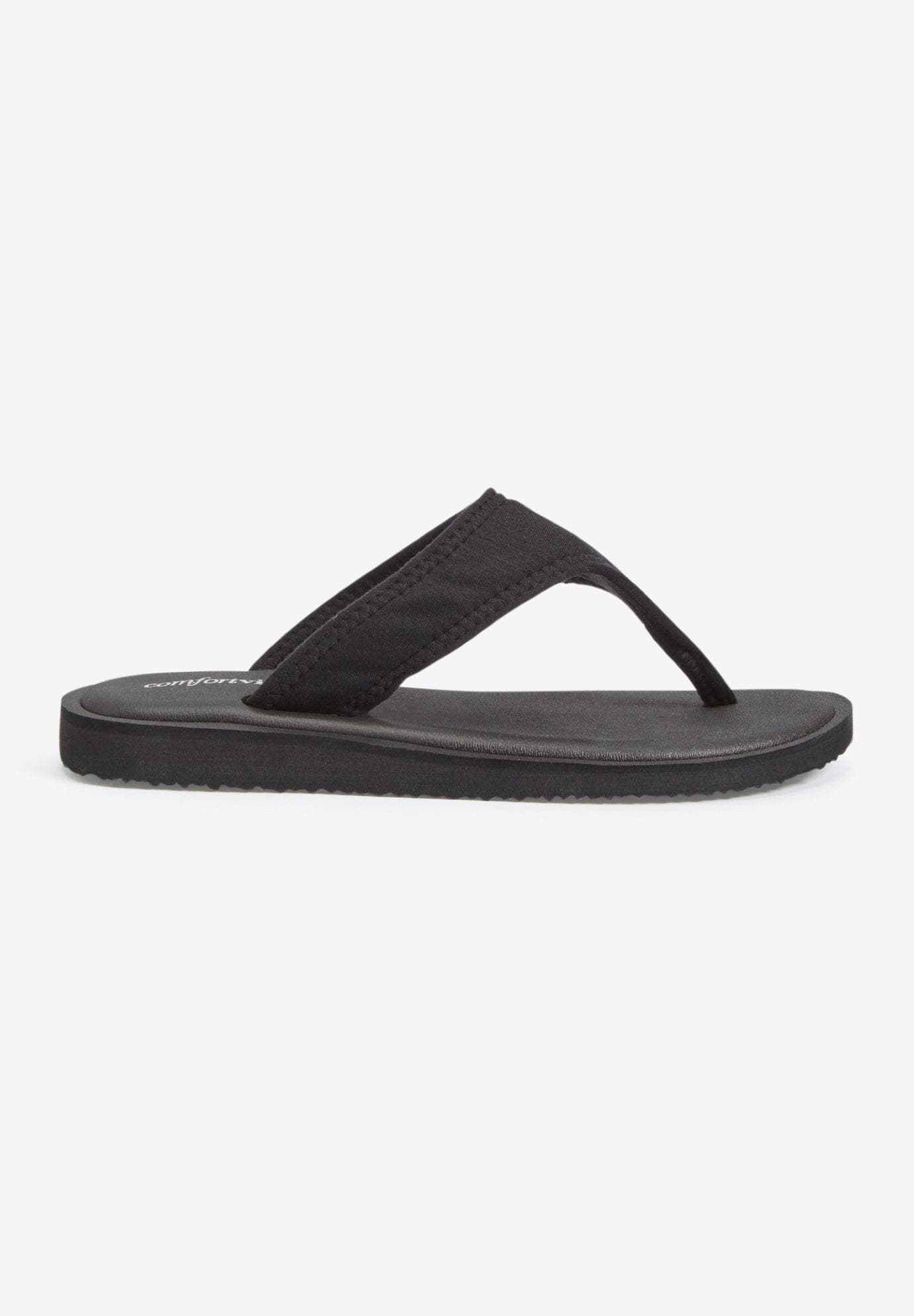 Comfortview The Sylvia Soft Footbed Thong Slip On Sandal, Alternate, color, Black