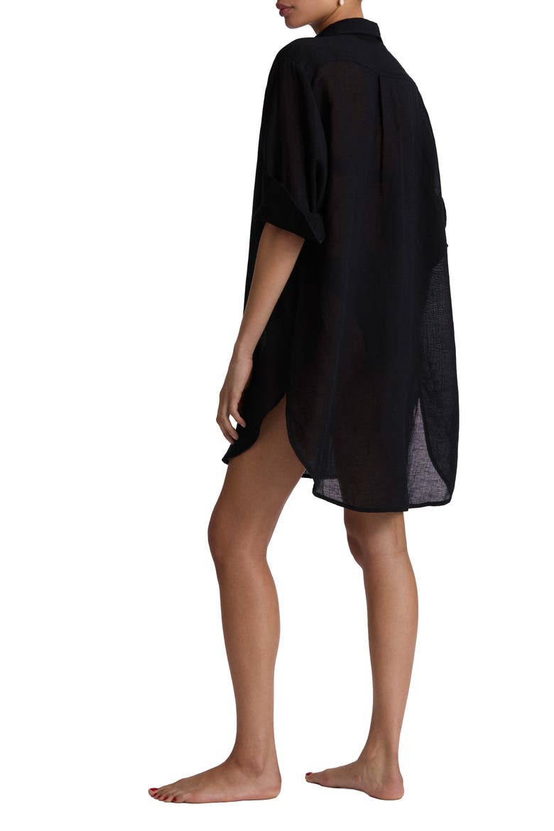 Boyfriend Cover-Up Shirt, Alternate, color, BLACK