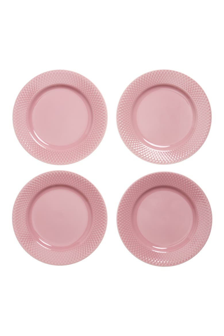 Rhombe Color Set of 4 Lunch Plates, Main, color, ROSE