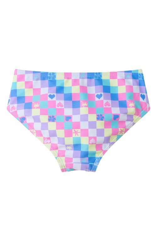 ANDY & EVAN ANDY & EVAN KIDS' CHECK LONG SLEEVE TWO-PIECE RASHGUARD SWIMSUIT