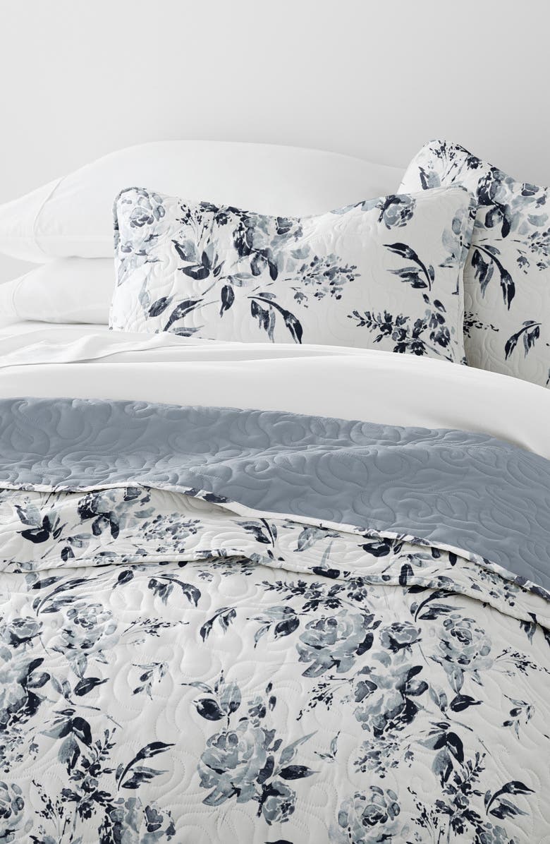 HOMESPUN Pattern Reversible Quilt & Sham Set, Alternate, color, Light Blue