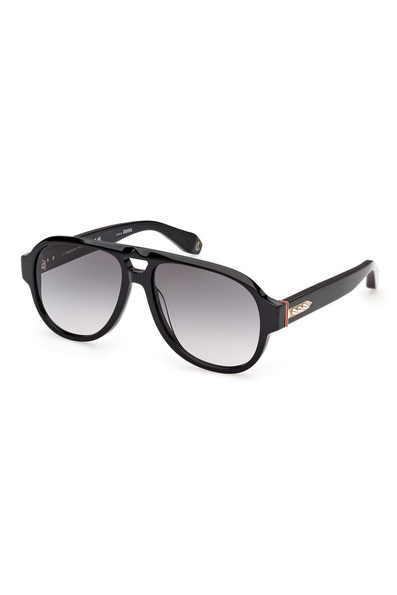 58mm Gradient Pilot Sunglasses, Alternate, color, BLACK / SMOKE ZEISS LENS