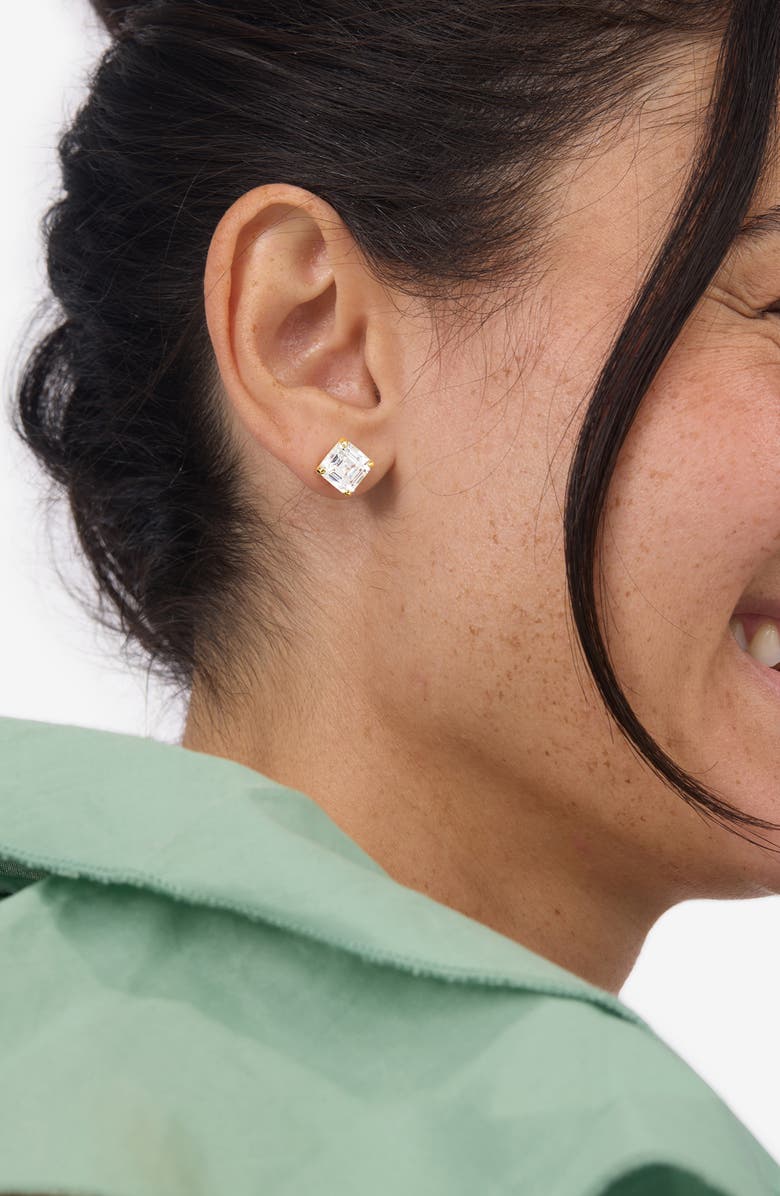 Melinda Maria Queen Cubic Zirconia Stud Earrings, Alternate, color, Gold-White