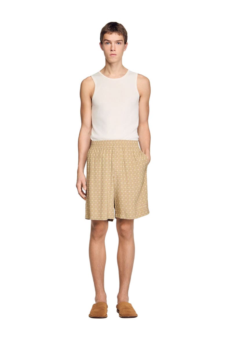 Link print floaty shorts, Alternate, color, Lime