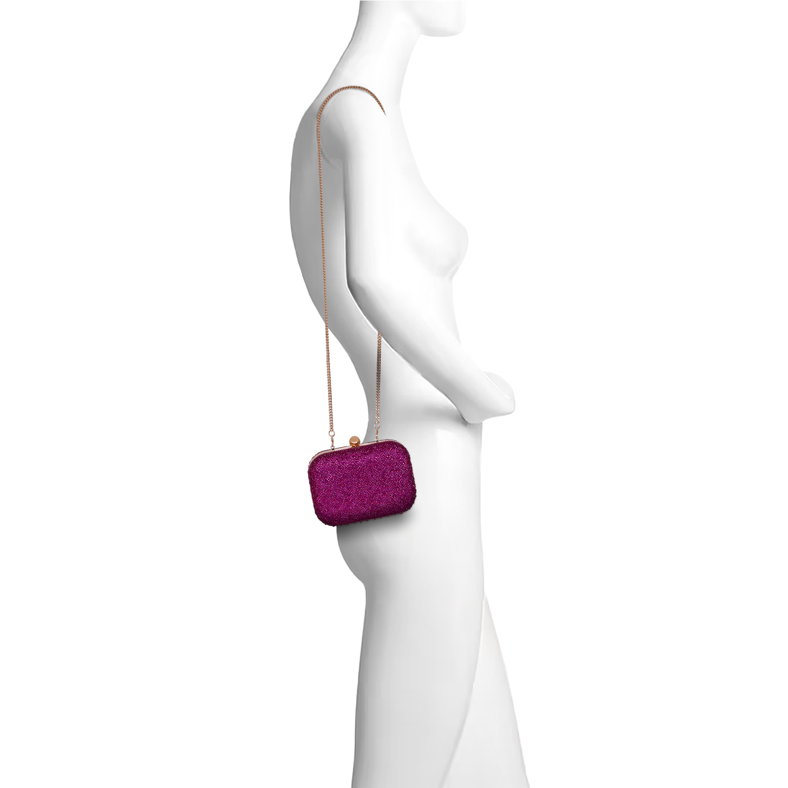 Celest Crystal Mini Minaudiere Clutch, Alternate, color, Fuchsia