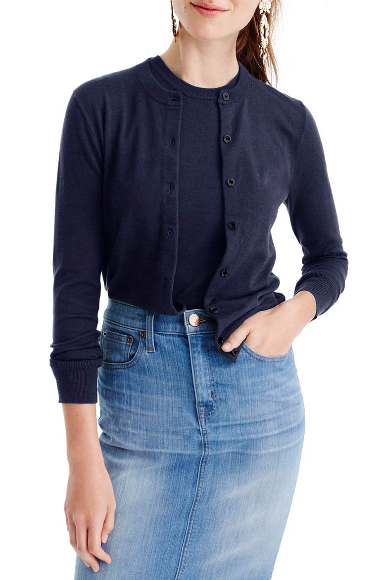 Jackie Cotton Blend Cardigan, Main, color, BLACK