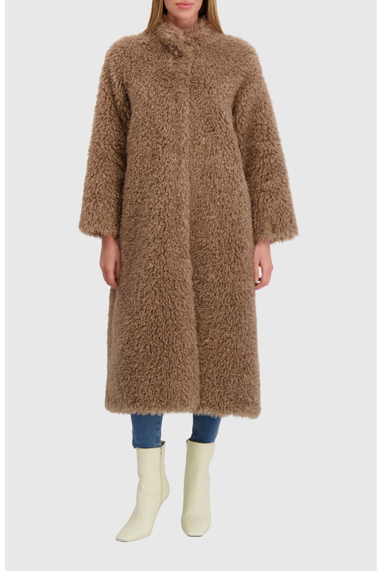 Fur-Free Cashmere Goat (Faux Fur) Coat, Alternate, color, TAUPE