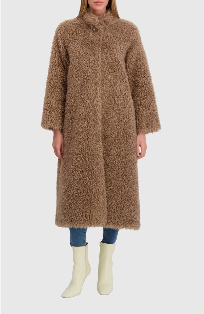 Lyla Grant Fur-Free Cashmere Goat (Faux Fur) Coat, Alternate, color, Taupe