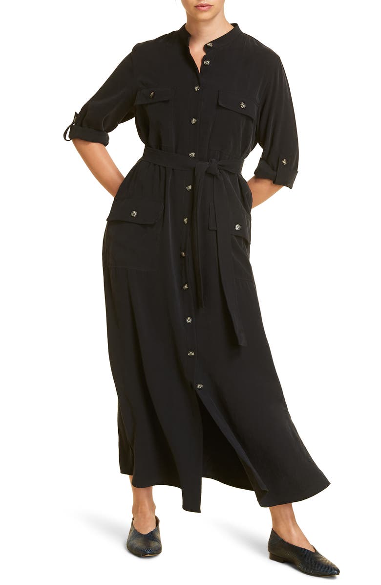 Marina Rinaldi Dadaista Belted Long Shirtdress, Main, color, 